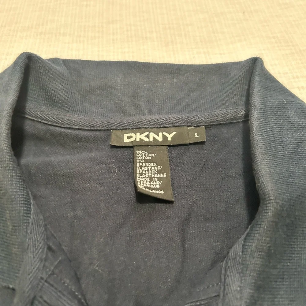 DKNY‎ Boys Navy Blue Polo Short Sleeve Shirt Size L 14/16 Uniform